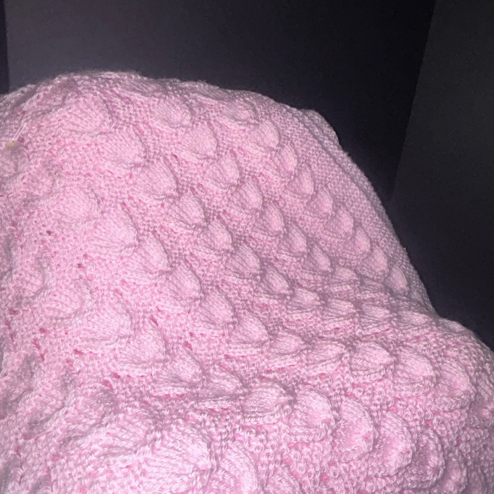 Pink Cloud Hand Knit Baby Blanket